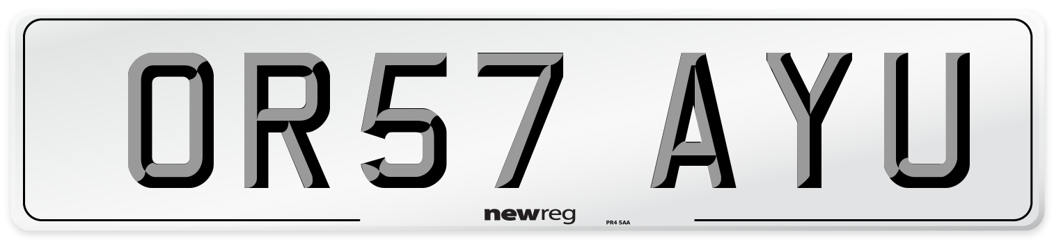 OR57 AYU Number Plate from New Reg